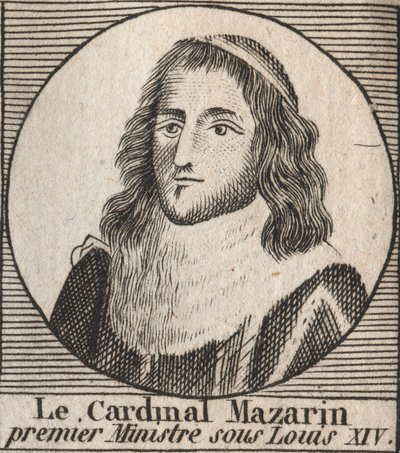 Ritratto di Giulio Mazzarino (1602-1661), noto come cardinale Mazzarino, primo ministro sotto Luigi XIV - Cardinale Mazzarino servì come primo ministro di Luigi XIV - incisione da 