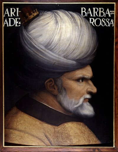Ritratto di Khayr Al-Din Barbarossa (1476 -1546), fondatore con suo fratello della Reggenza di Algeri, fu vassallo del sultano ottomano e alleato della Francia contro Carlo V. Dipinto del XVI secolo. Museo degli Uffizi, Firenze da Unknown artist