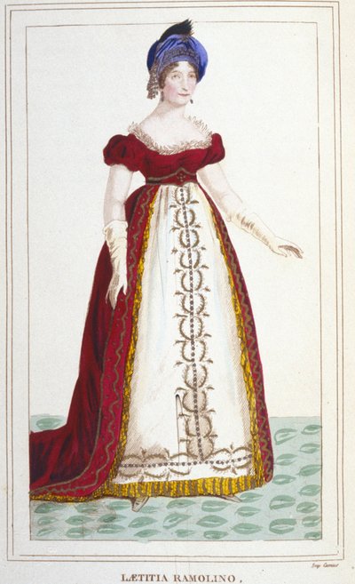 Ritratto di Laetitia Bonaparte (Letizia Maria Ramolino) (1750-1836), madre di Napoleone I. Incisione del 1830. da Unknown artist