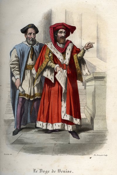 Ritratto di Leonardo Loredan (1436-1521), doge della Repubblica di Venezia. Incisione del 1842 in 