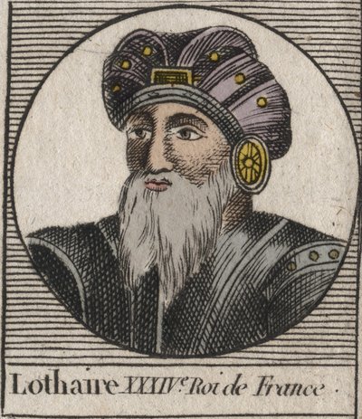 Ritratto di Lotario (941-986), Re dei Franchi - Lotario (941-986) Re di Francia - incisione da 