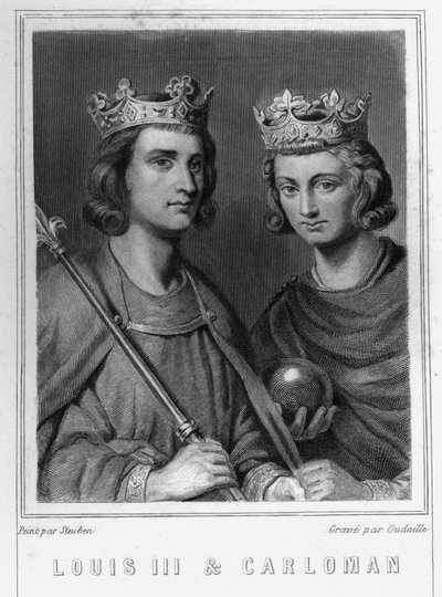 Ritratto di Luigi III (c. 863 - 882), Re di Francia e Carlomanno (? - 884), Re di Francia da Unknown artist