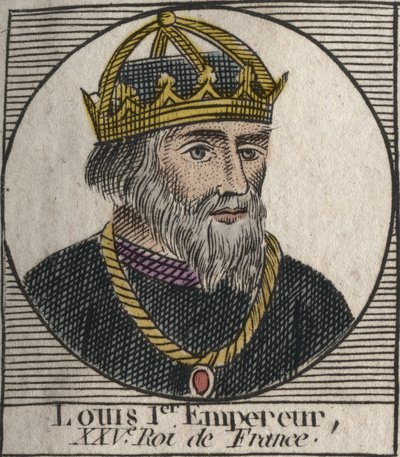Ritratto di Luigi I il Pio (778-840) Re di Francia, Imperatore del Sacro Romano Impero - incisione da "Instruction sur l