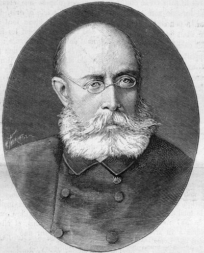 Ritratto di Louis Leon Cesar Faidherbe (Generale Faidherbe) (1818-1889), soldato e politico francese. Incisione in "La Nature. Revue des sciences et de ses applications aux arts et a l