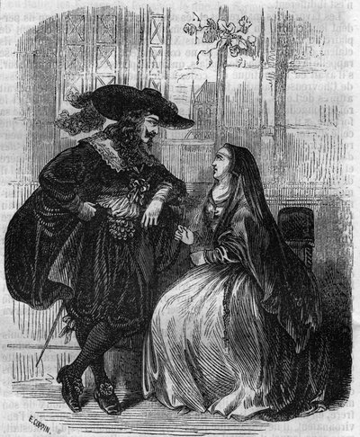 Ritratto di Luigi XIII (1601-1643) Re di Francia e Mademoiselle de Lafayette - Incisione del XIX secolo da Unknown artist