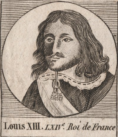 Ritratto di Luigi XIII il Giusto (1601-1643) Re di Francia - Luigi XIII, Re di Francia dal 1610 al 1643 - incisione da 