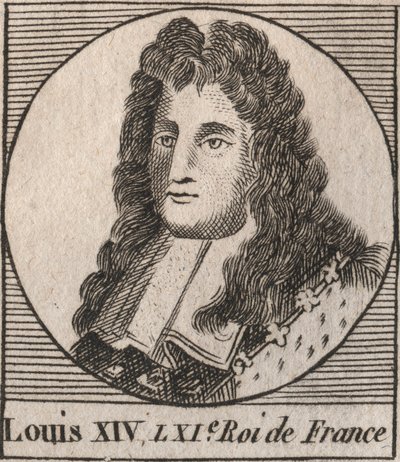 Ritratto di Luigi XIV (1638-1715), detto Luigi il Grande o Re Sole, re di Francia - Luigi XIV, noto come Luigi il Grande o il Re Sole - incisione da 