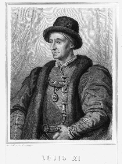 Ritratto di Luigi XI (1423 - 1483), Re di Francia - in "Histoire des Français" di Lavallée, incisione, sd da Unknown artist