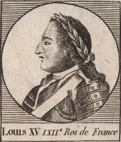 Ritratto di Luigi XV (1710-1774) detto il Beneamato, re di Francia 1715 a 1774 - Luigi XV, noto come Luigi il Beneamato, re di Francia - incisione da 