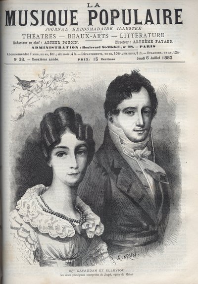 Ritratto di Madame Gavaudan e Elleviou. Alexandrine Marie Agathe Gavaudan Ducamel (Alexandrine-Marie-Agathe Gavaudan-Ducamel) (1781-1850), e Jean Elleviou (1769-1842), cantante, comico e librettista francese, sono i due principali interpreti di "Joseph", o da Unknown artist