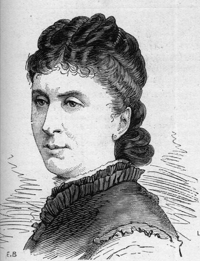 Ritratto di Maria Favart (Pierrette Ignace Pingaud, detta) (1833-1908), comica francese, membro della Comédie Française. Incisione in 