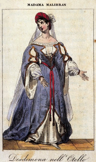 Ritratto di Maria Garcia detta la Malibran nel ruolo di Desdemona per "Otello" di Gioachino Rossini. Teatro alla Scala 1833 da Unknown artist