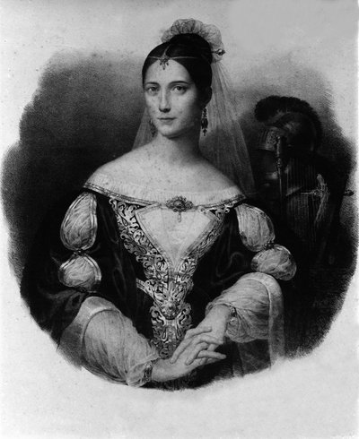 Ritratto di Maria Garcia conosciuta come la Malibran (1808-1836) cantante. da Unknown artist