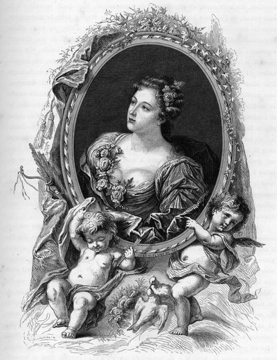 Ritratto di Marie-Madeleine (Marie Madeleine) de La Vieuville, contessa di Parabere (1693-1750) - Incisione del 1862 in "Le regine del mondo" dei nostri primi scrittori - Pubblicato sotto la direzione di JGD Armandaud da Unknown artist
