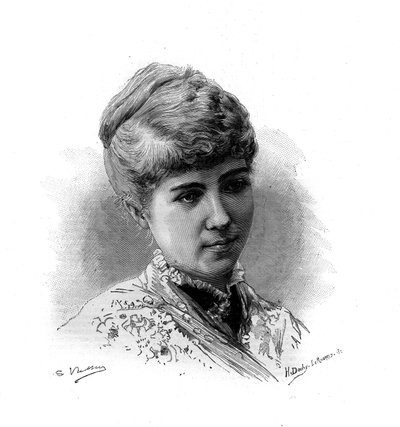 Ritratto di Marie Van Zandt, cantante francese di origine olandese. Incisione in 