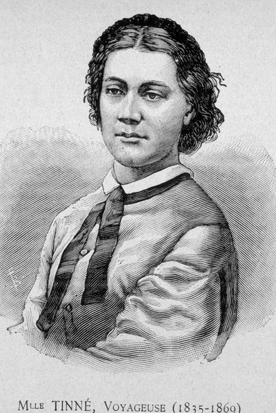 Ritratto di Miss Tinné, viaggiatrice (1835-1869) - incisione XIX secolo da Unknown artist