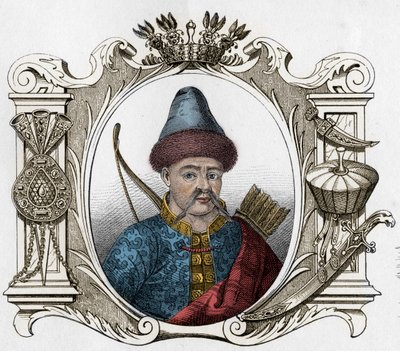 Ritratto del monarca mongolo Timur (Tamerlano) (1336-1405) - Tamerlano (1336-1405) (o Timur Lang, "Timur lo zoppo") Incisione del 1861 da Unknown artist