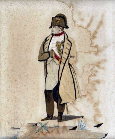 Ritratto di Napoleone I (la mano sul ventre) - Incisione con tessuto da Unknown artist