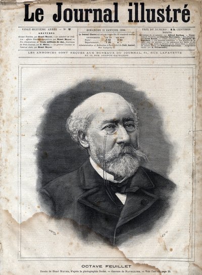 Ritratto di Octave Feuillet (1821-1890), romanziere, drammaturgo e accademico francese - Incisione in 