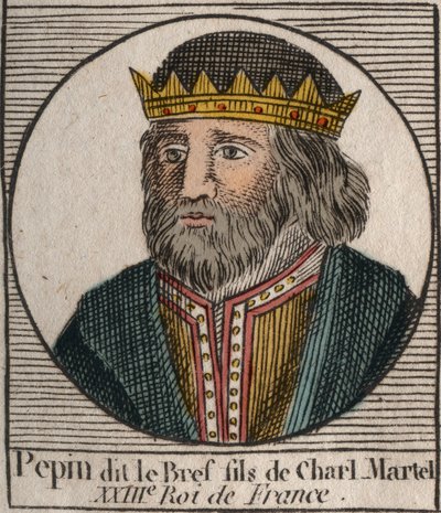 Ritratto di Pepin III detto Pepin il Breve (714-768) re di Francia - Pepin III (714-768) (Pepin il Breve) Re dei Franchi - incisione da "Instruction sur l