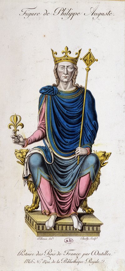 Ritratto di Filippo Augusto sul suo trono - da un documento del 13° secolo da Unknown artist