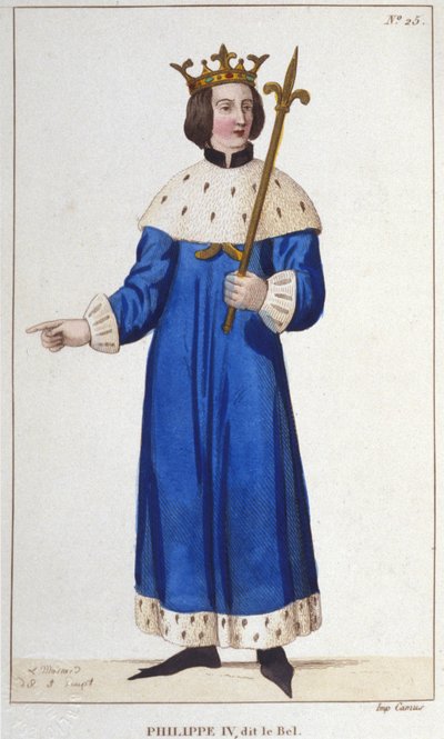 Ritratto di Filippo IV il Bello (1268-1314), Re di Francia incisione del 1830 da Unknown artist