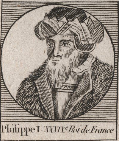 Ritratto di Filippo I (1060 - 1108), Re di Francia - incisione da "Instruction sur l