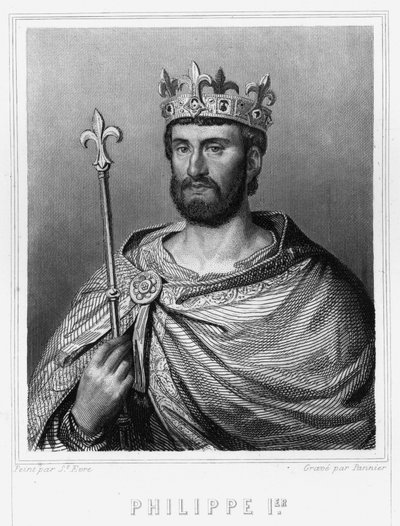 Ritratto di Filippo I (1060 - 1108), Re di Francia - in "Storia dei Francesi" di Lavallée, incisione, sd da Unknown artist