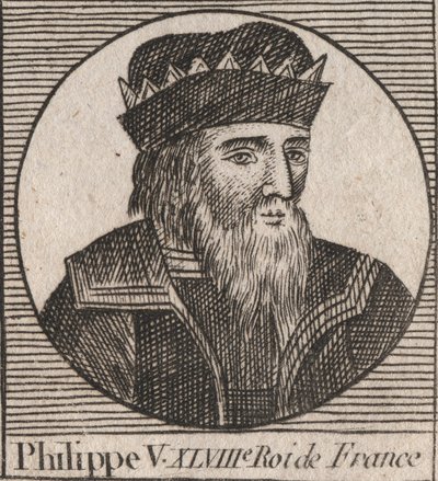 Ritratto di Filippo V il Lungo (1294-1322), Re di Francia - incisione da 