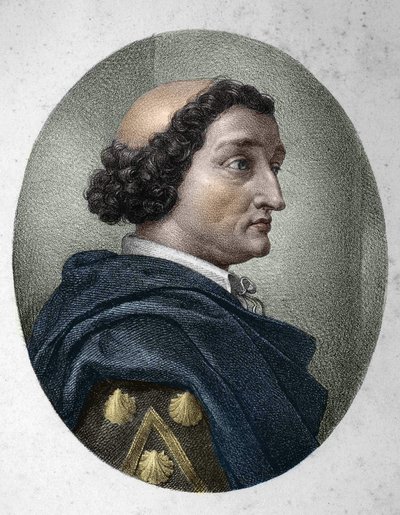 Ritratto di Philippe de Commines (Comynes o Comines) (1447-1511), cronista francese. Incisione del XIX secolo da Unknown artist