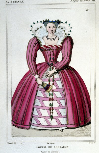Ritratto della Regina Luisa di Lorena (1553 - 1601), moglie di Enrico III. Incisione del 1830. da Unknown artist