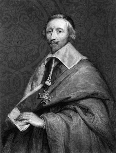 Ritratto di Richelieu (1585 - 1642) - in "Histoire des Français" di Lavallée, incisione, sd. da Unknown artist