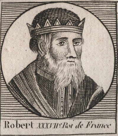 Ritratto di Roberto I (866-923), Re della Francia Occidentale dal 922 al 923 - incisione da 