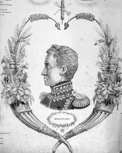 Ritratto di Simon Bolivar (1783-1830), generale e statista sudamericano. da Unknown artist