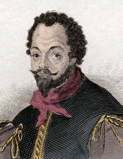 Ritratto di Sir Francis Drake (1540-1596), corsaro e navigatore inglese. Incisione del XIX secolo da Unknown artist