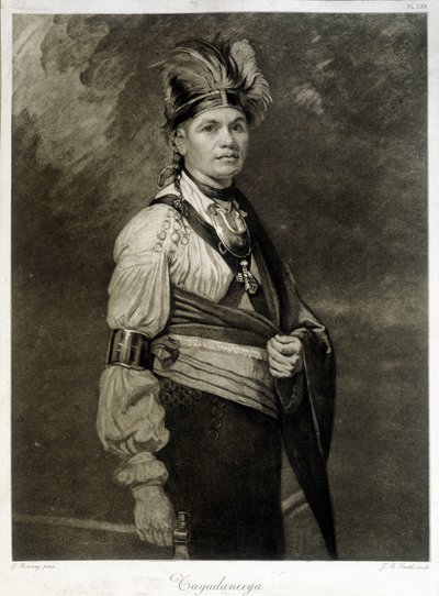Ritratto di Tayadaneega (o Thayendanega), capo della tribù Mohawk (gruppo indiano nordamericano, membro della Federazione Irochese) da Unknown artist