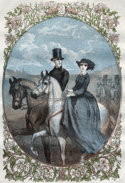 Ritratto delle Loro Altezze Reali Principessa Vittoria (1840-1901) (figlia della Regina Vittoria) e Principe Ereditario Federico Guglielmo di Prussia (1831-1888). Incisione del 1858 da Unknown artist