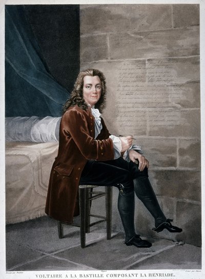 Ritratto di Voltaire alla Bastiglia che compone l