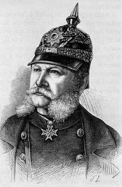 Ritratto di Guglielmo I (1797 - 1888). Incisione della fine del XIX secolo in 