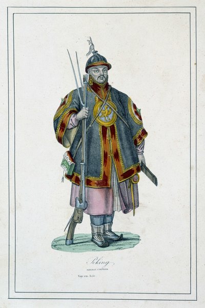 Ritratto di un soldato cinese in armatura - in “I diversi popoli della terra” di Abbé Jouhanneaud da Unknown artist