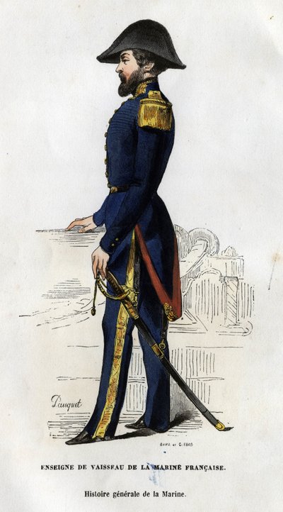 Ritratto di un segno di nave della marina francese. In "Histoire générale de la marine" di Van Tenac da Unknown artist