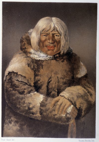 Ritratto di un eschimese - in "Wandering of an artist among the indians of north america" di Paul Kane, Longmans & Roberts, Londra da Unknown artist