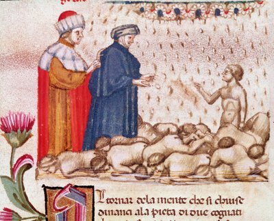 Ritratto del poeta italiano Dante Alighieri nel cerchio della golosità (canto 6 dell