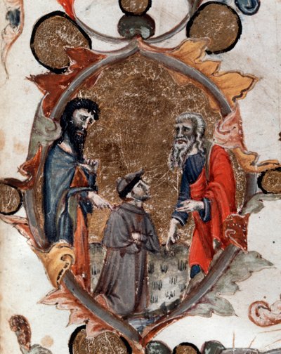 Ritratto del poeta italiano Dante Alighieri con Virgilio e Caronte, nella Divina Commedia (miniatura) da Unknown artist