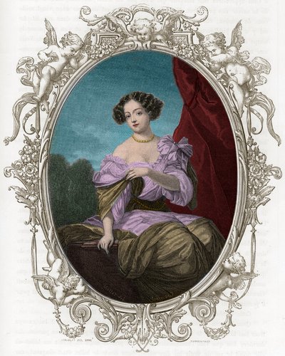 Ritratto della Duchessa (Mademoiselle) de Fontanges (1661-1681), favorita di Luigi XIV - Incisione del 1862 in "Le Regine del Mondo" dei nostri primi scrittori - Pubblicato sotto la direzione di J G D Armengaud da Unknown artist