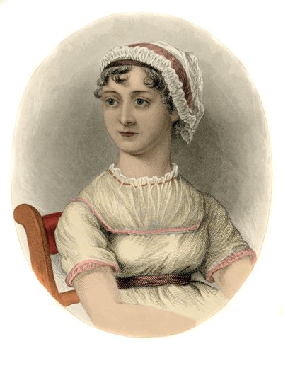Ritratto della scrittrice inglese Jane Austen (1775-1817). Incisione del 1870 da Unknown artist