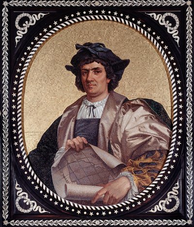 Ritratto del navigatore italiano Cristoforo Colombo (Cristoforo Colombo, Cristobal Colon) (1451-1506) Mosaico da Unknown artist