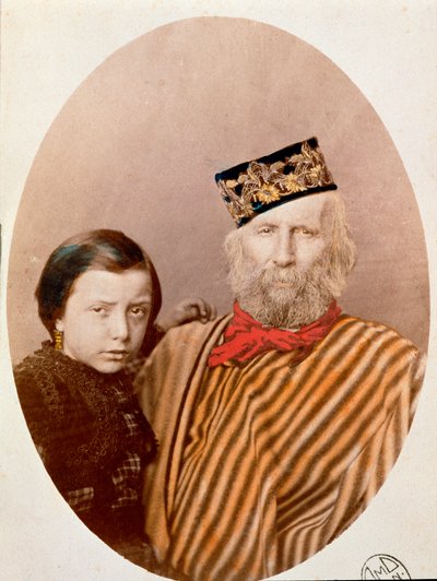 Ritratto del patriota e eroe del Risorgimento italiano Giuseppe Garibaldi (1807-1882) con la figlia Clelia (1867-1959) da Unknown artist