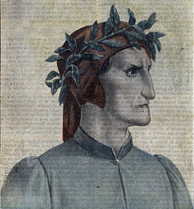 Ritratto del poeta italiano Dante Alighieri (1265-1321) (Poeta italiano Dante Alighieri) Illustrazione da "Le pelerin" maggio 1921 Collezione privata da Unknown Artist