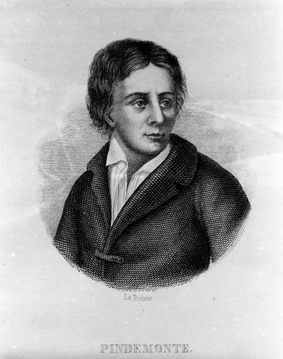 Ritratto del poeta italiano Ippolito Pindemonte (1753-1828), amico del poeta e drammaturgo italiano Ugo Foscolo (1778-1827). Incisione del XIX secolo da Unknown artist